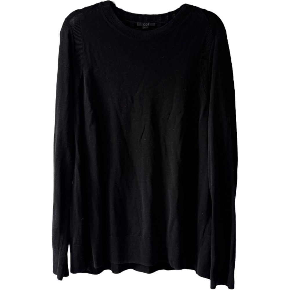 COS Black Linen & Cotton Lightweight Sweater | L